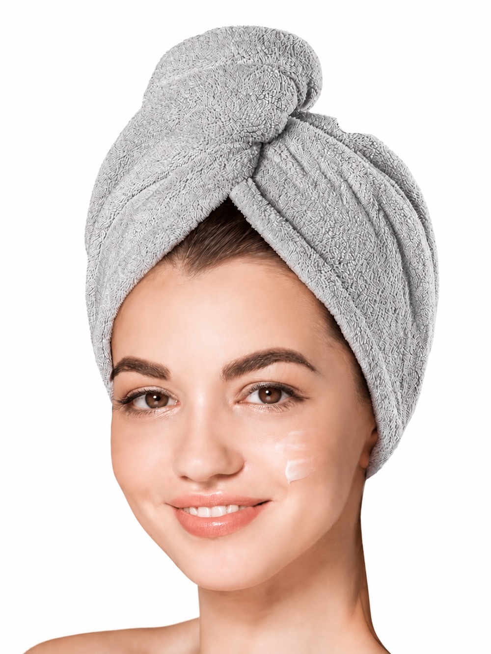 Lightweight in Grey Hicober Microfiber Hair Towel Wrap, Fast Drying Hair Towel,